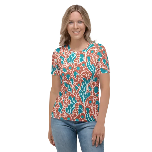 Teal Tangle on a Women's Crew Neck T-Shirt