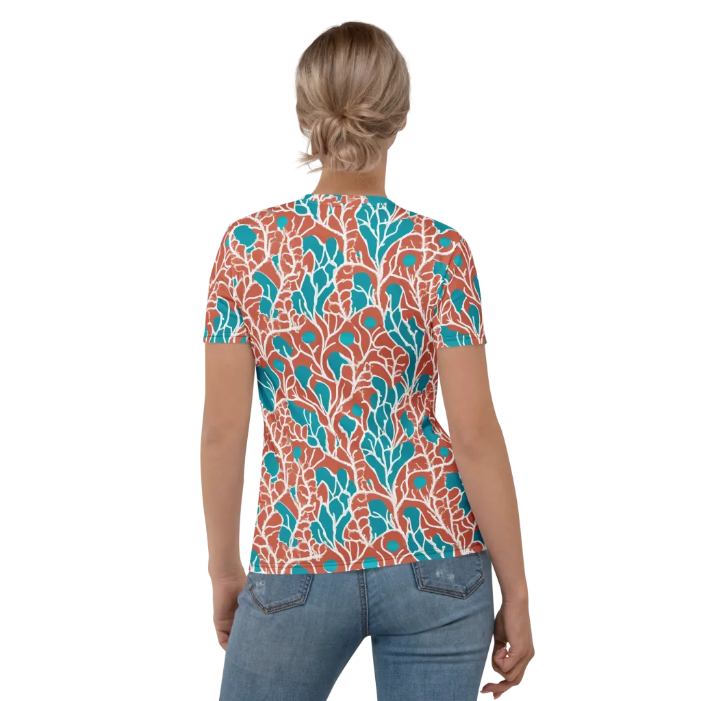 Teal Tangle on Women's Crew Neck T-Shirt — Back
