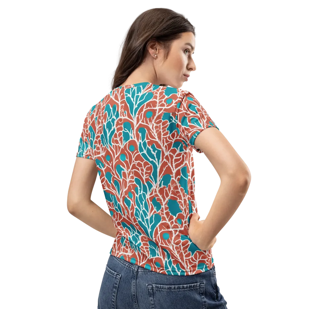 Teal Tangle on Women's Crew Neck T-Shirt — Back