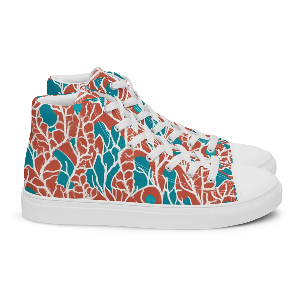 Teal Tangle on Women's High Top Canvas Shoes — Right