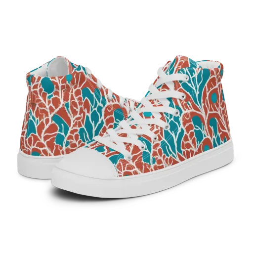 Teal Tangle on a Women's High Top Canvas Shoes