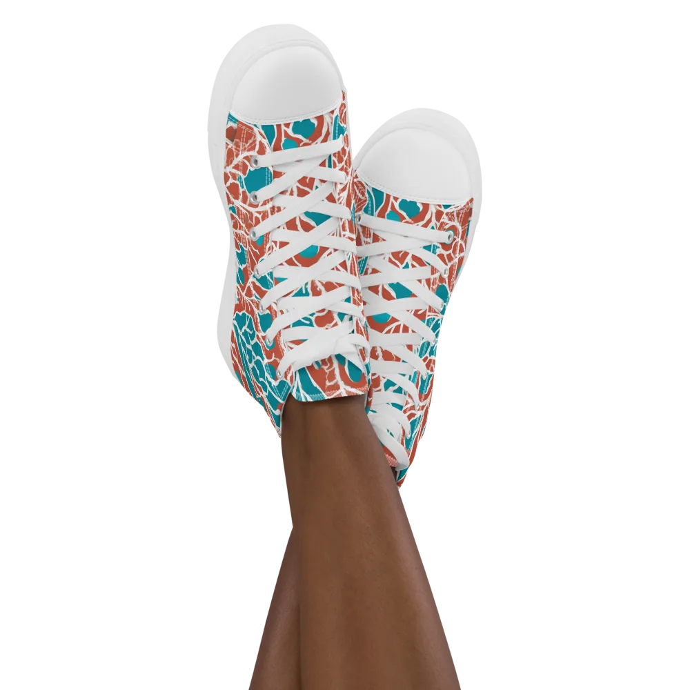 Teal Tangle on Women's High Top Canvas Shoes — Front