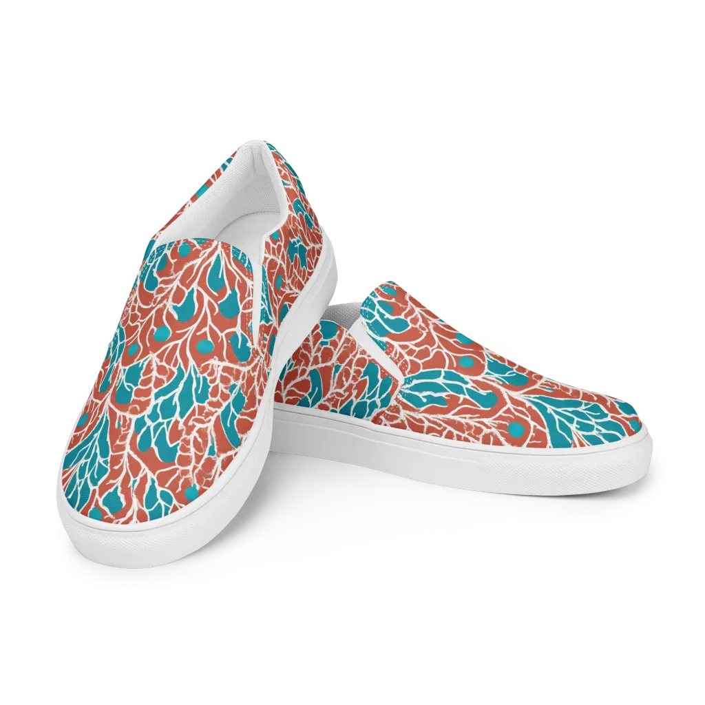 Teal Tangle on Men's Slip-On Canvas Shoes — Left Front