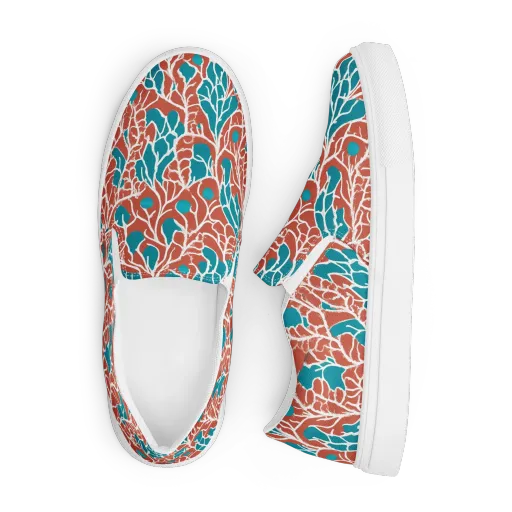 Teal Tangle on a Men's Slip-On Canvas Shoes