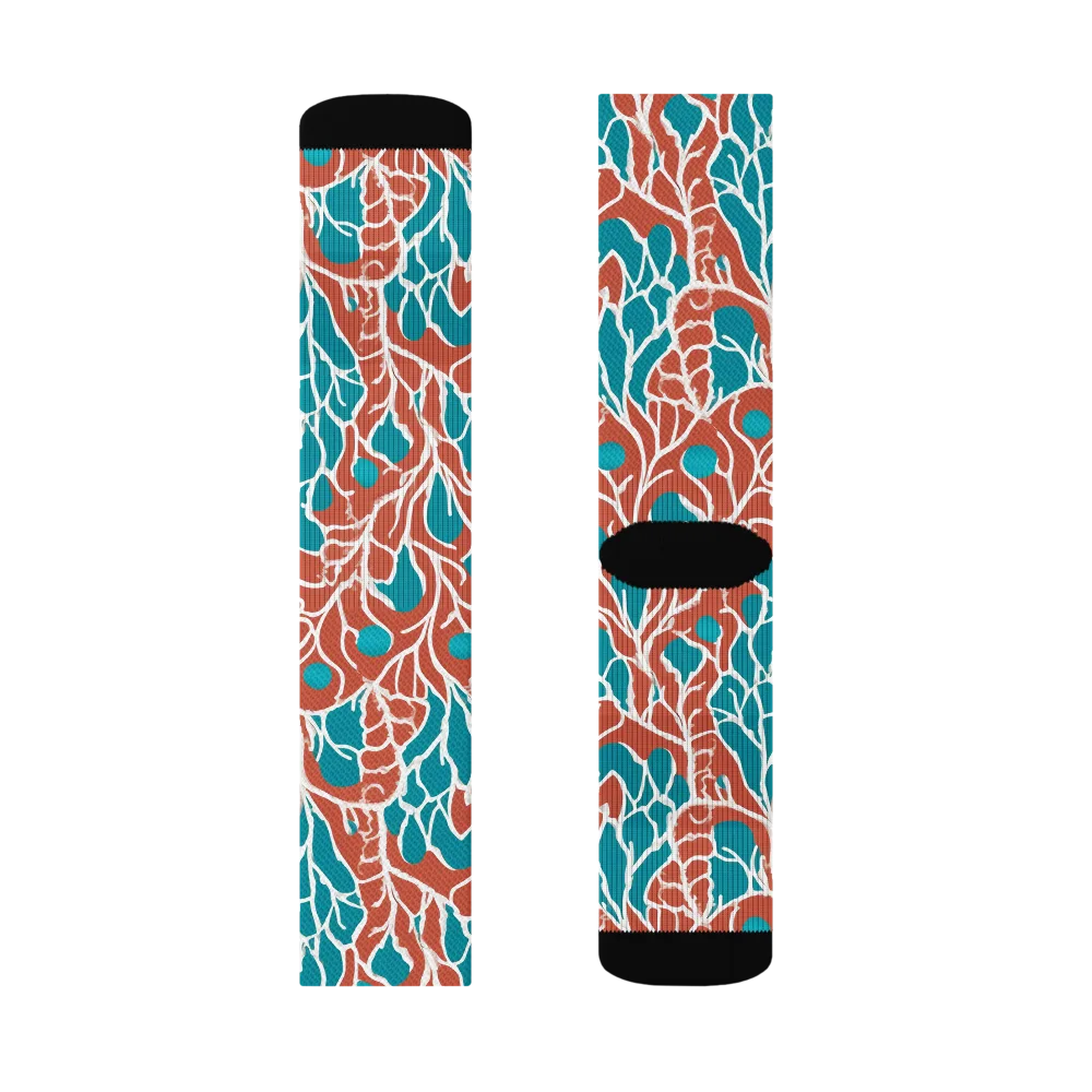 Teal Tangle on Socks — Left Sock