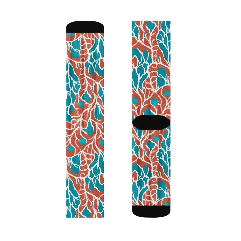 Teal Tangle on Socks — Right Sock