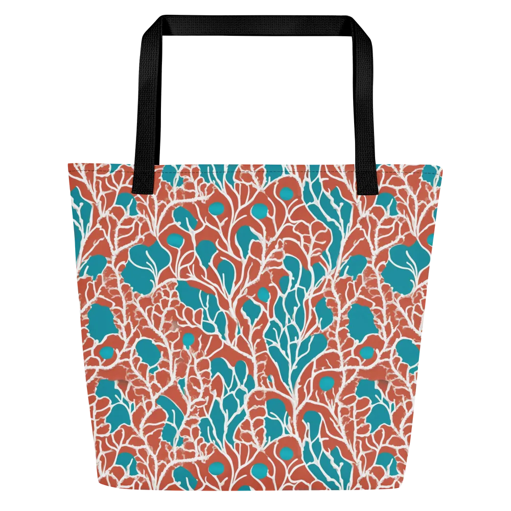 Teal Tangle on Large Tote Bag W/ Pocket — Front
