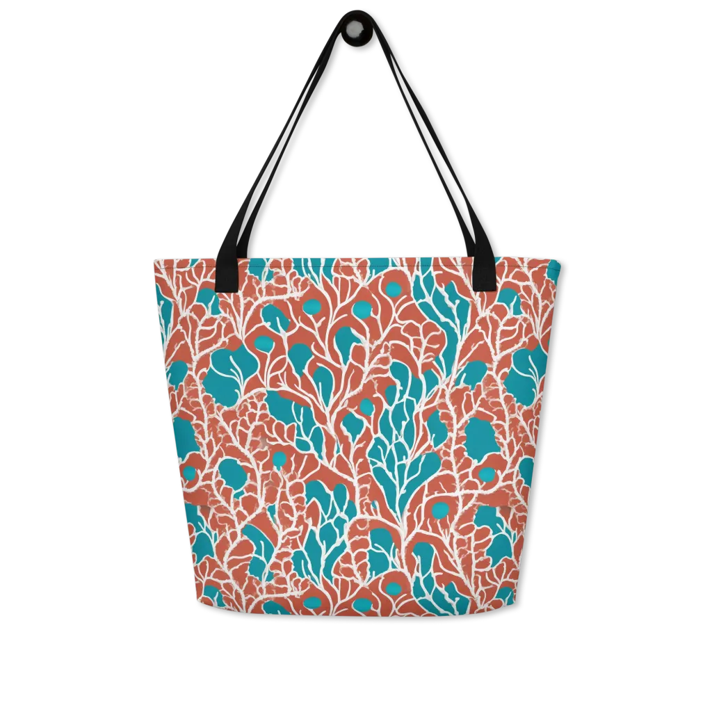 Teal Tangle on Large Tote Bag W/ Pocket — Front