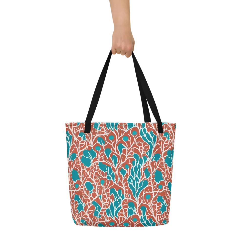 Teal Tangle on Large Tote Bag W/ Pocket — Front