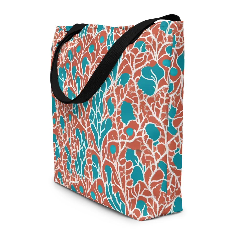 Teal Tangle on Large Tote Bag W/ Pocket — Front