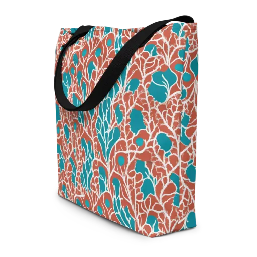Teal Tangle on a Large Tote Bag W/ Pocket
