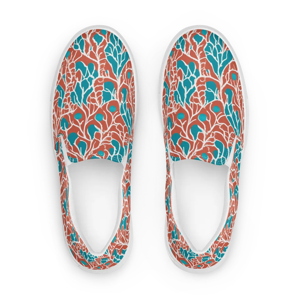 Teal Tangle on Women's Slip-On Canvas Shoes — Front