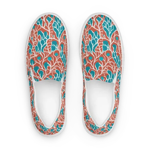Teal Tangle on a Women's Slip-On Canvas Shoes