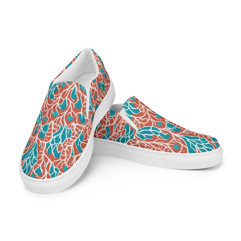 Teal Tangle on Women's Slip-On Canvas Shoes — Left Front