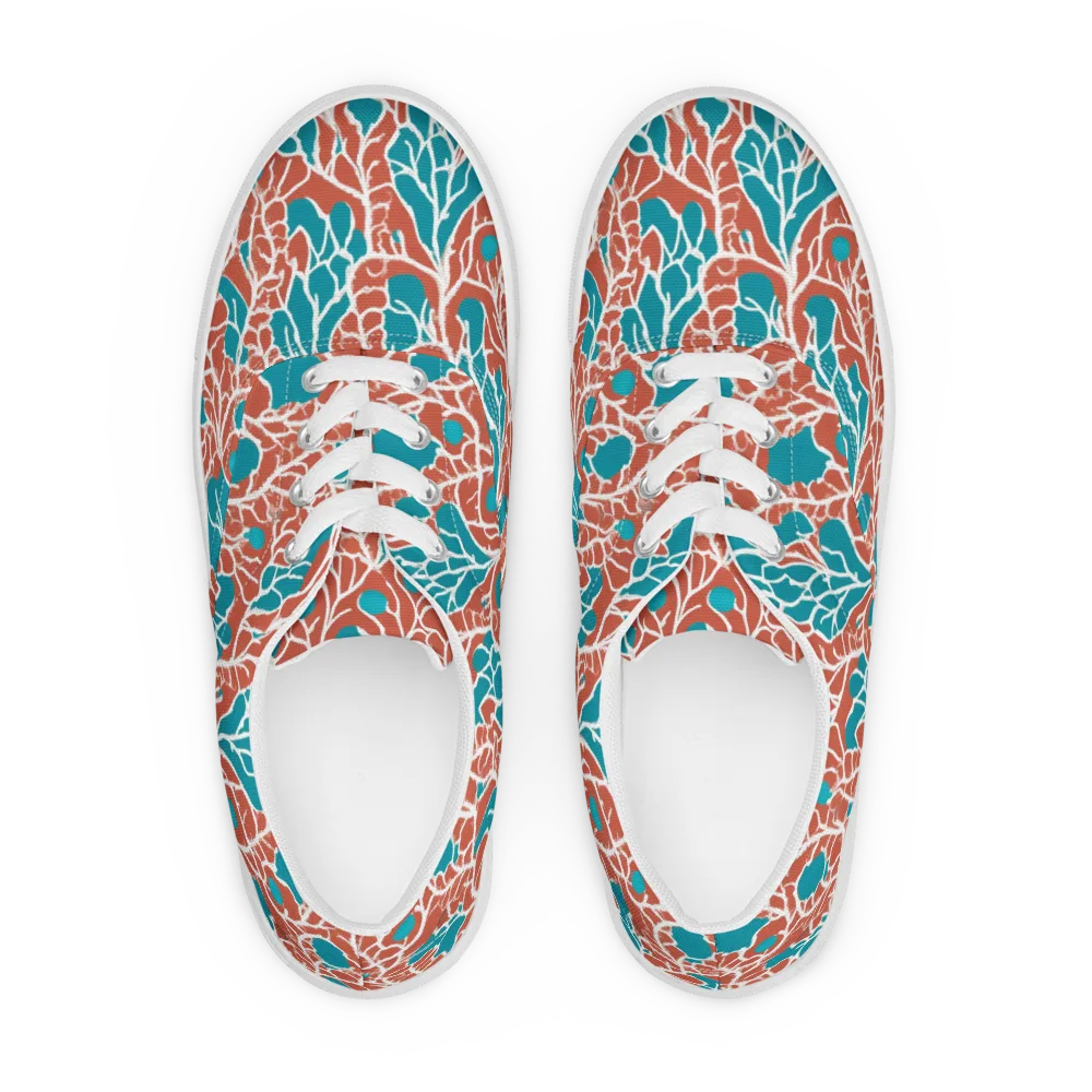 Teal Tangle on Men's Lace-Up Canvas Shoes — Front