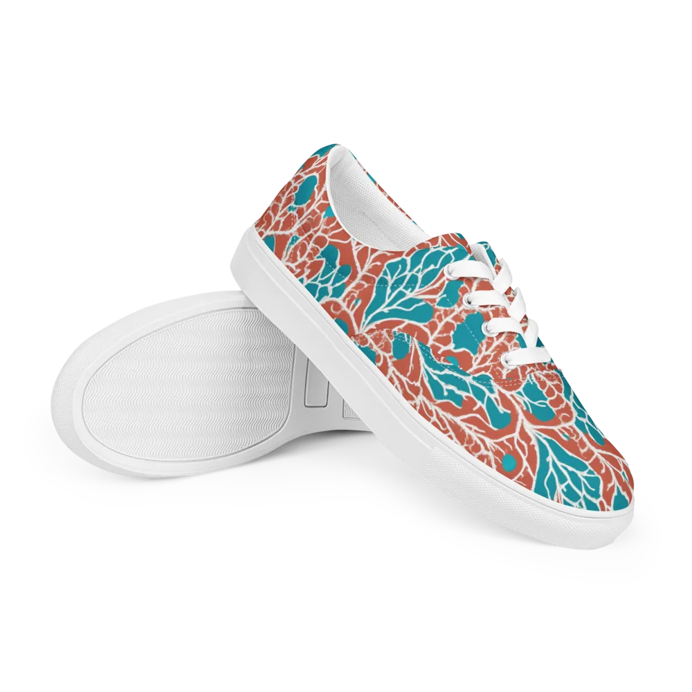 Teal Tangle on Men's Lace-Up Canvas Shoes — Right Front