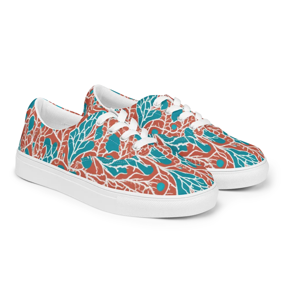 Teal Tangle on Men's Lace-Up Canvas Shoes — Right Front
