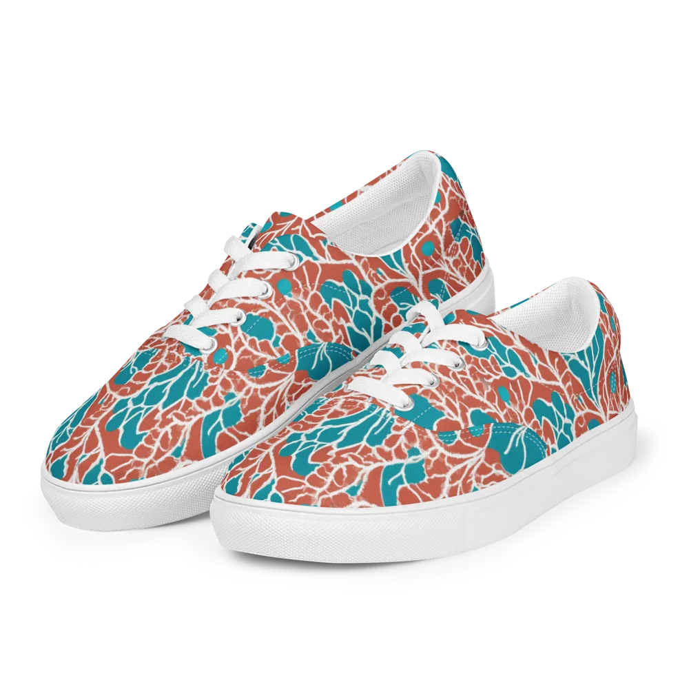 Teal Tangle on Men's Lace-Up Canvas Shoes — Left Front