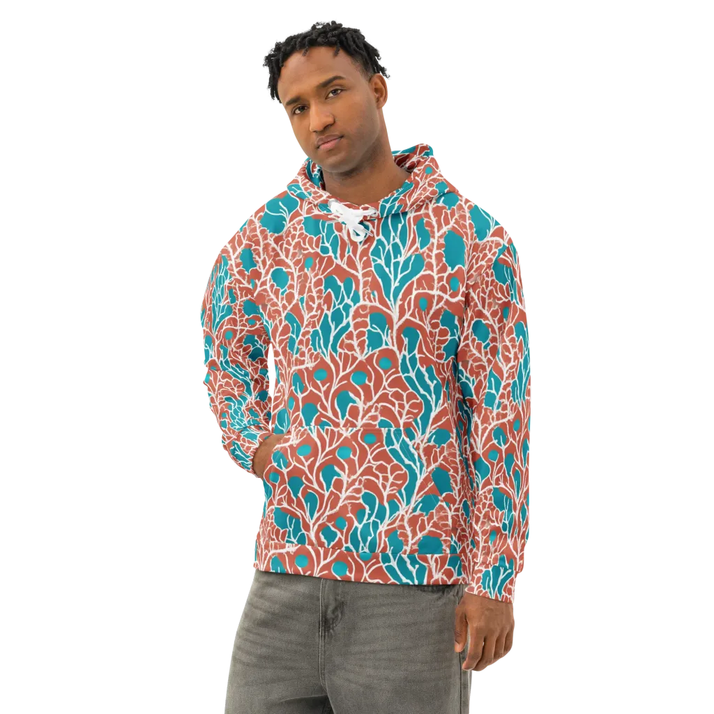 Teal Tangle on Cotton Hoodie — Left Front