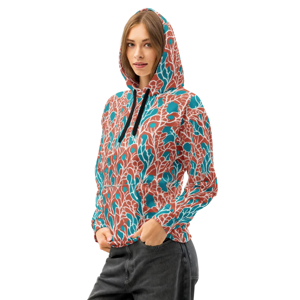 Teal Tangle on Cotton Hoodie — Left Front