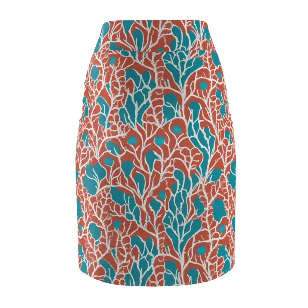 Teal Tangle on Pencil Skirt — Back