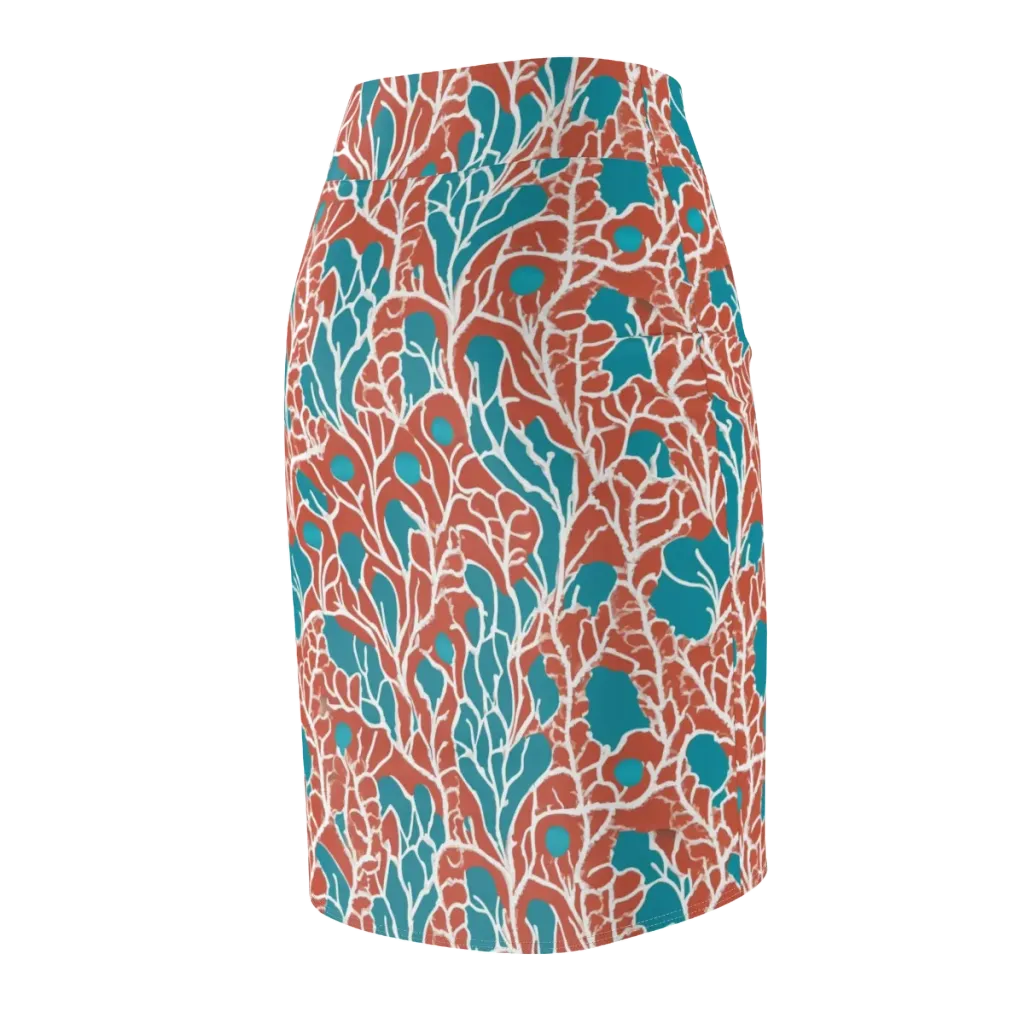 Teal Tangle on Pencil Skirt — Back Side