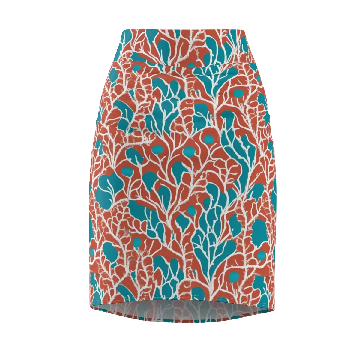 Teal Tangle on Pencil Skirt — Front