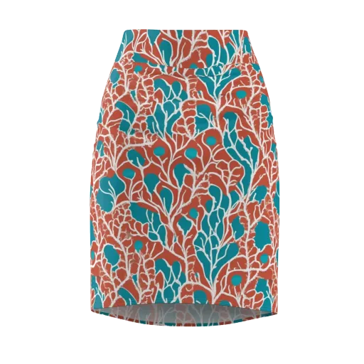 Teal Tangle on a Pencil Skirt