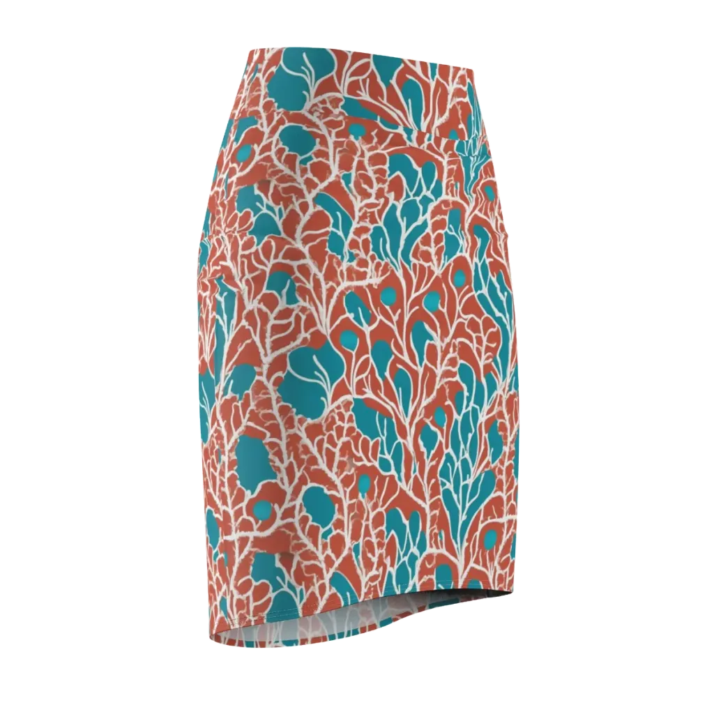 Teal Tangle on Pencil Skirt — Front Side