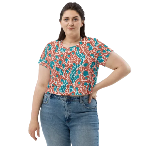 Teal Tangle on a Crop Tee