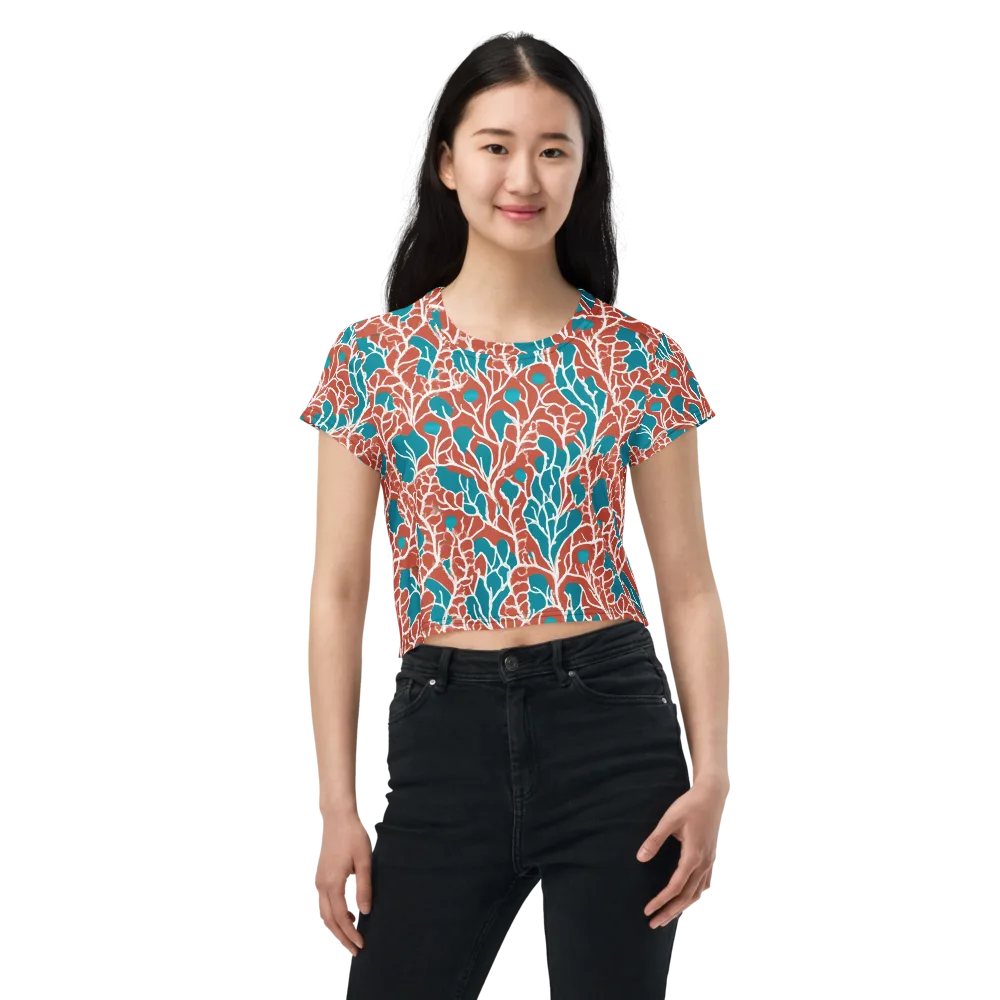 Teal Tangle on Crop Tee — Front