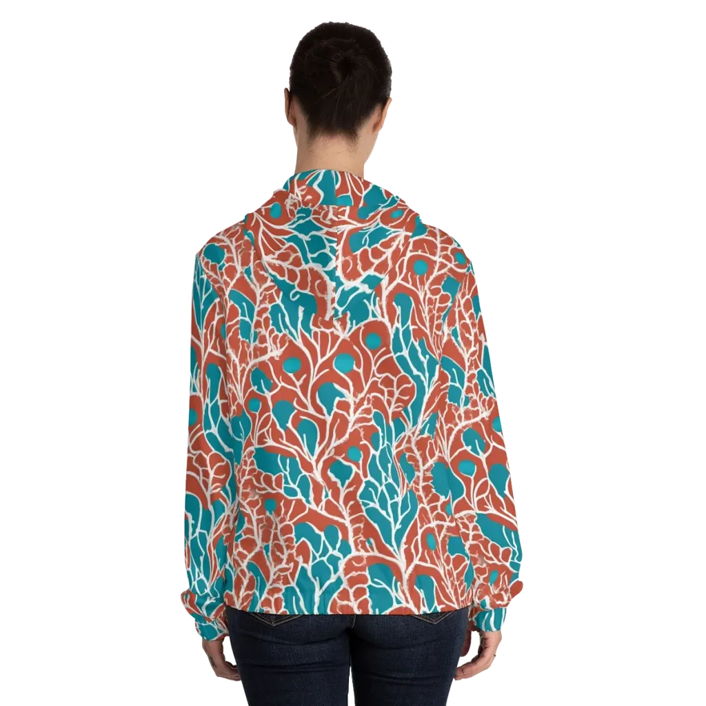 Teal Tangle on Women's Full-Zip Hoodie — Back On Person