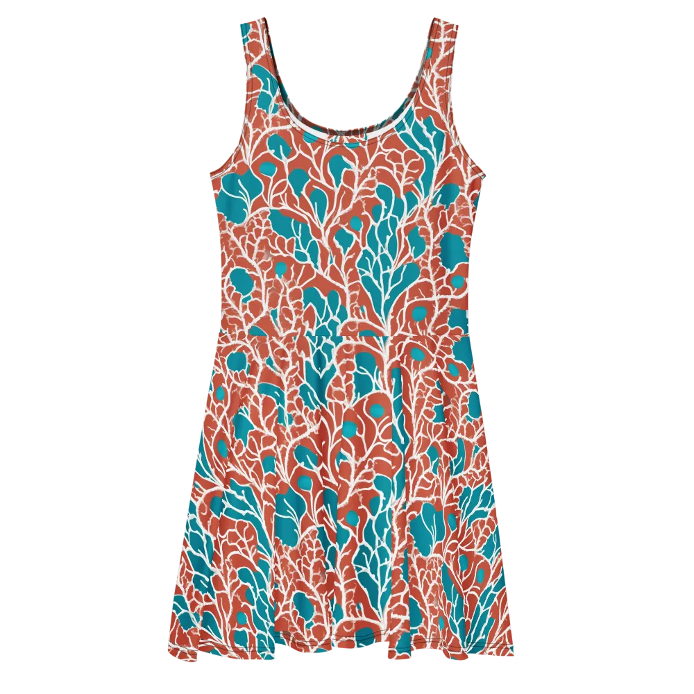 Teal Tangle on Skater Dress — Front