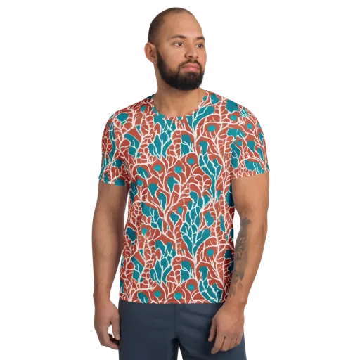 Teal Tangle on a Men's Athletic T-Shirt