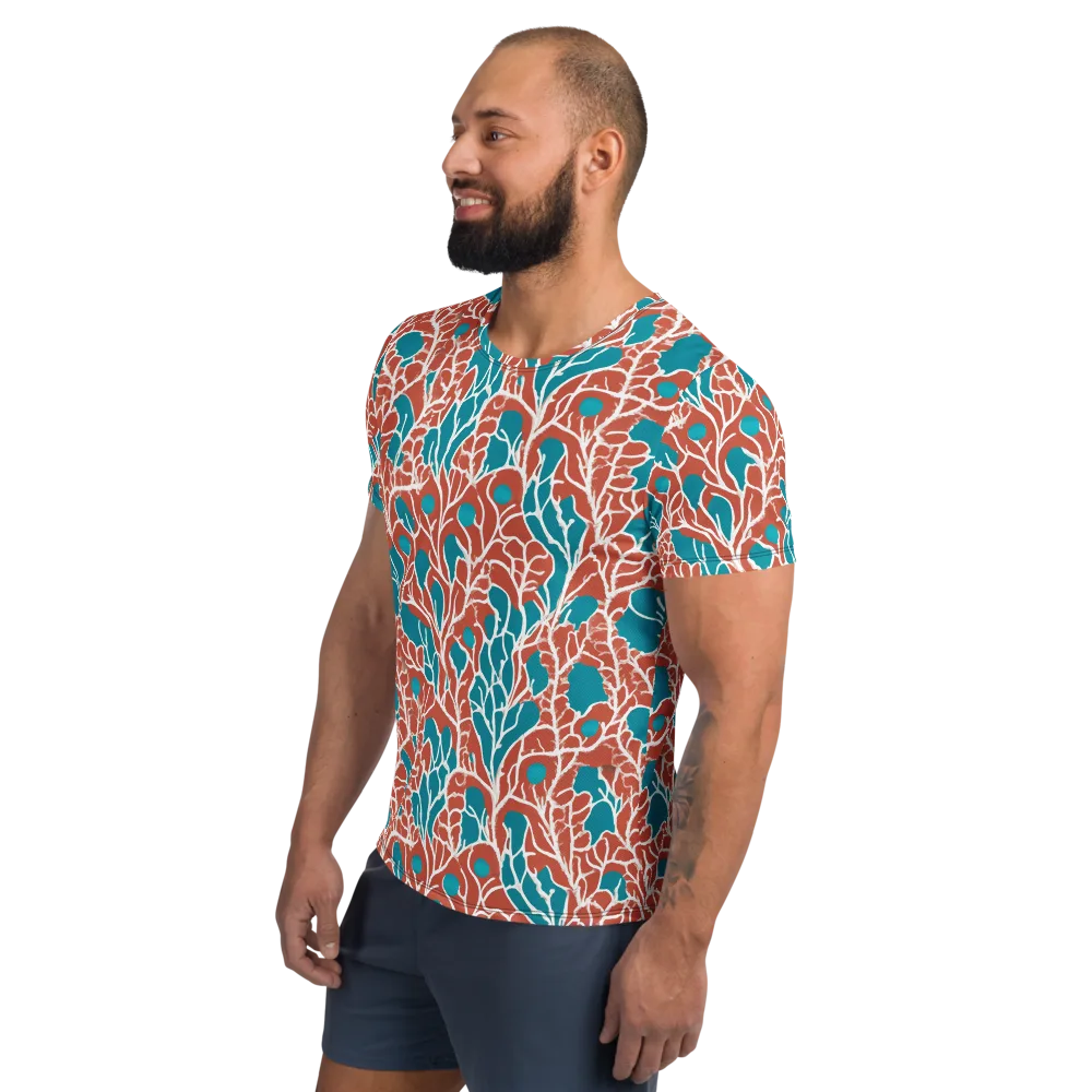 Teal Tangle on Men's Athletic T-Shirt — Left