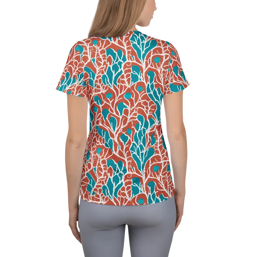 Teal Tangle on Women's Athletic T-Shirt — Back