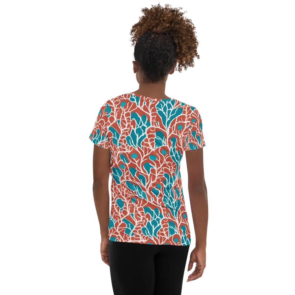 Teal Tangle on Women's Athletic T-Shirt — Back