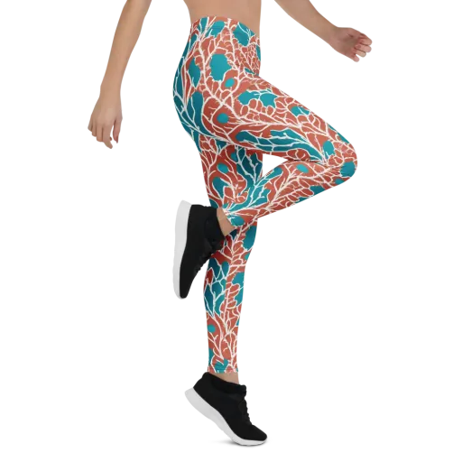 Teal Tangle on a Leggings