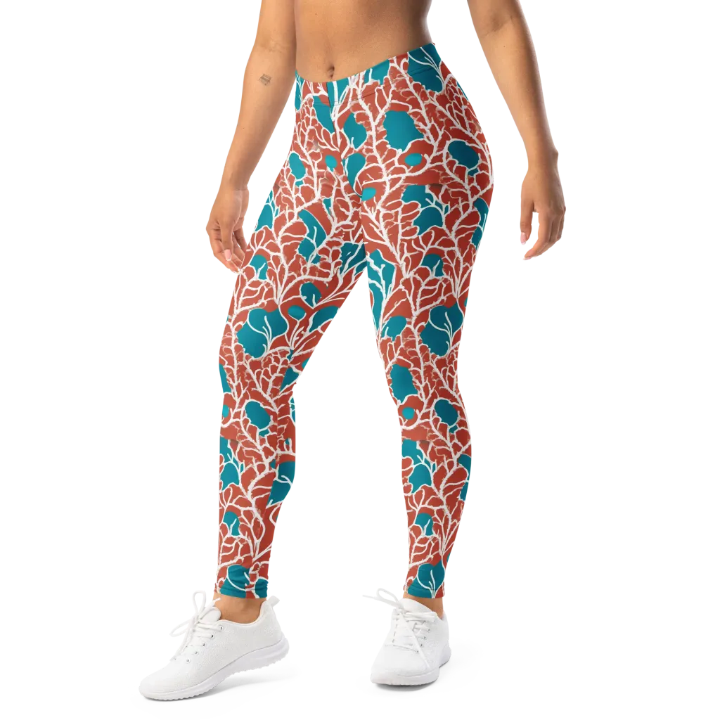 Teal Tangle on Leggings — Left Front
