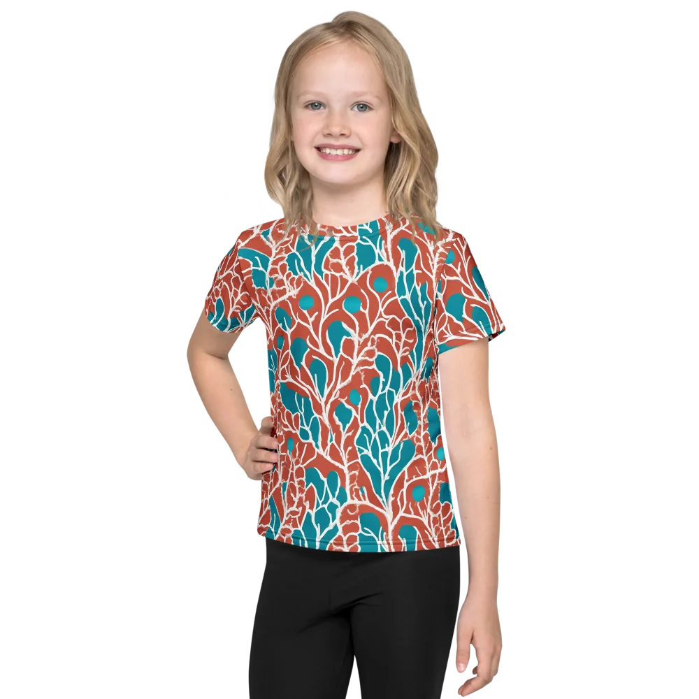 Teal Tangle on Kids Crew Neck T-Shirt — Front