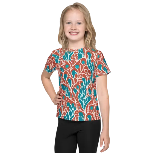 Teal Tangle on a Kids Crew Neck T-Shirt