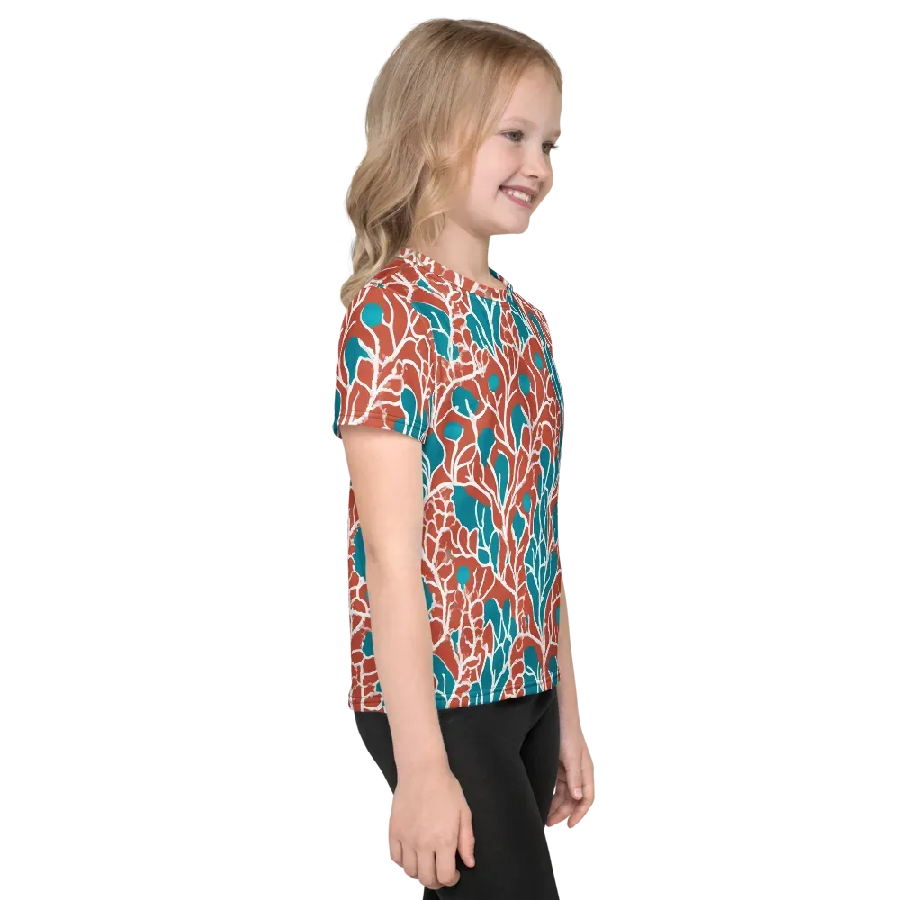 Teal Tangle on Kids Crew Neck T-Shirt — Right