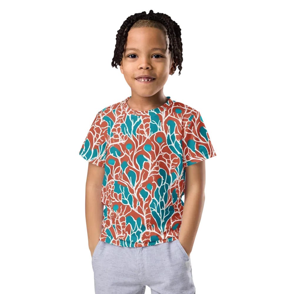 Teal Tangle on Kids Crew Neck T-Shirt — Front
