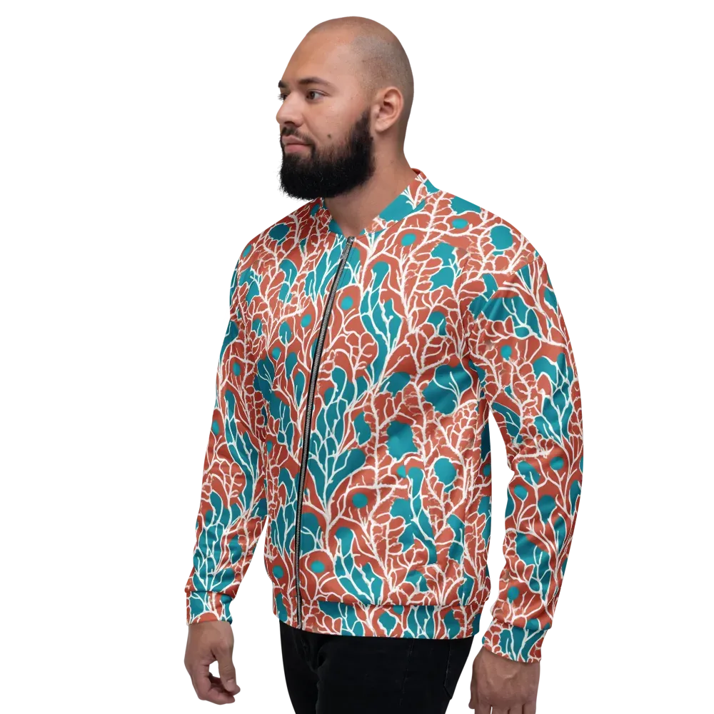 Teal Tangle on Bomber Jacket — Left