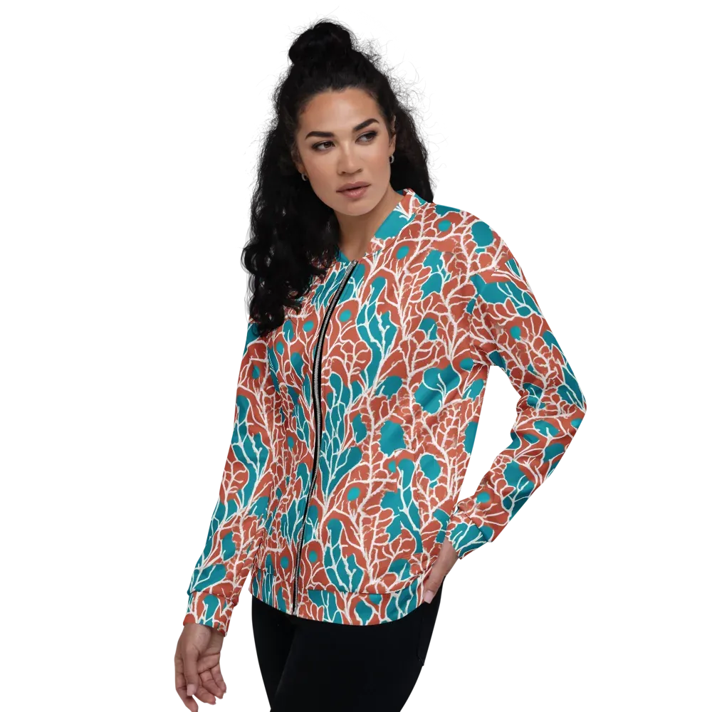 Teal Tangle on Bomber Jacket — Left