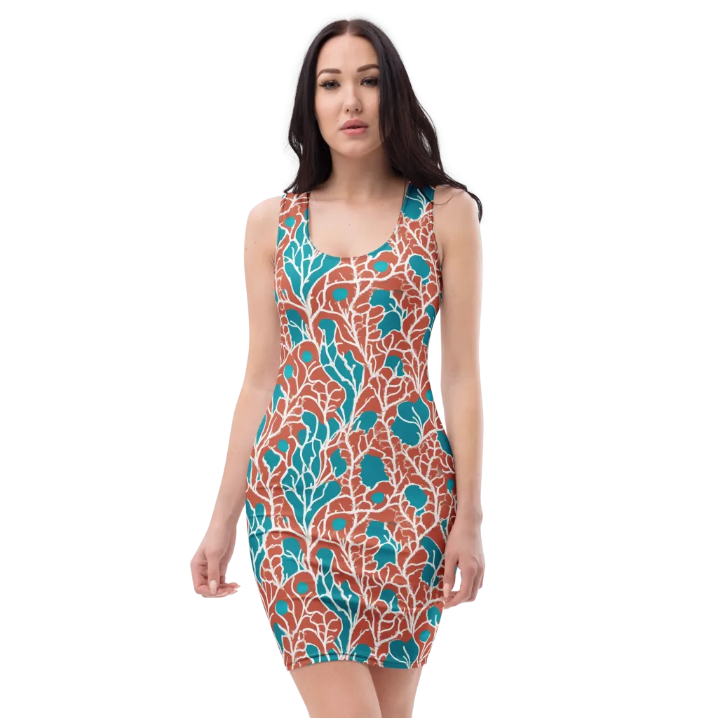 Teal Tangle on Bodycon Dress — Front