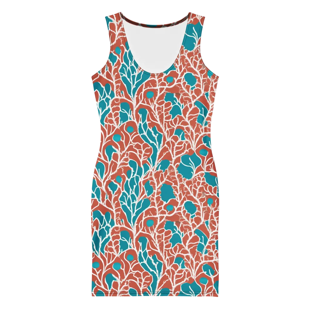 Teal Tangle on Bodycon Dress — Front