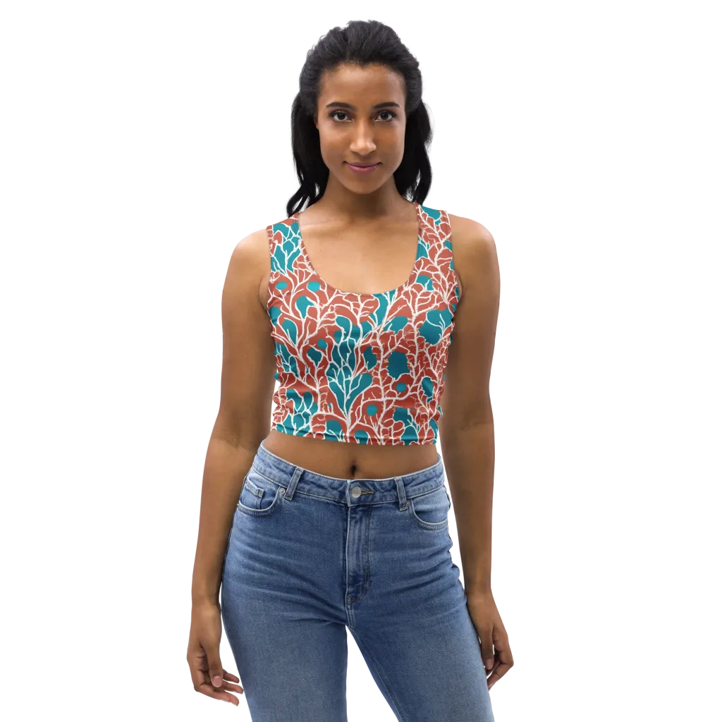 Teal Tangle on Crop Top — Front