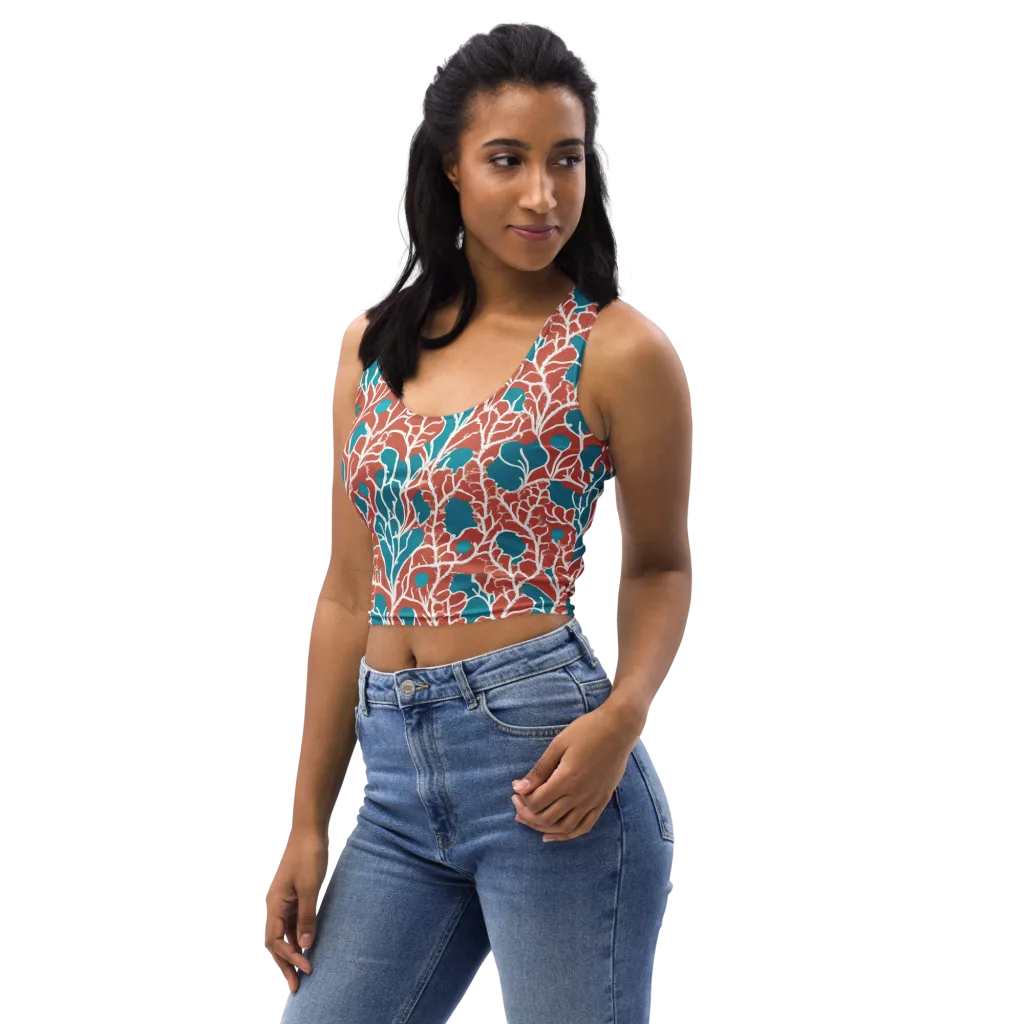 Teal Tangle on Crop Top — Left Front
