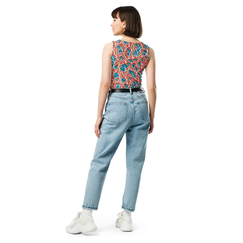 Teal Tangle on Crop Top — Back